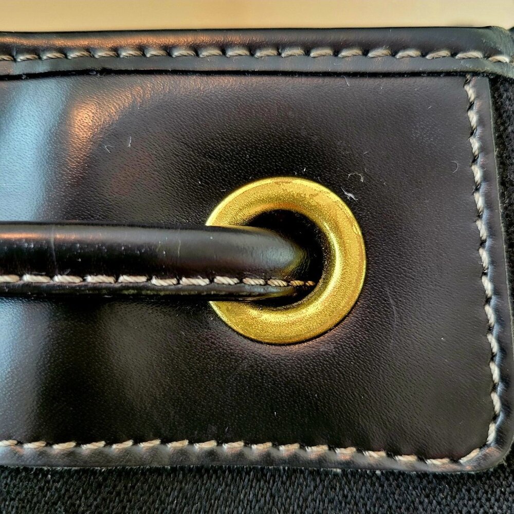 Vintage Dooney & Bourke Black Canvas Drawstring Tote | Made in USA - Picture 14 of 16